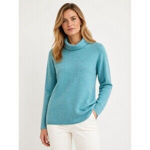 Talbots 100% Cashmere Sabrina Blue Cowl Neck Long Sleeve Sweater Women Sz Small